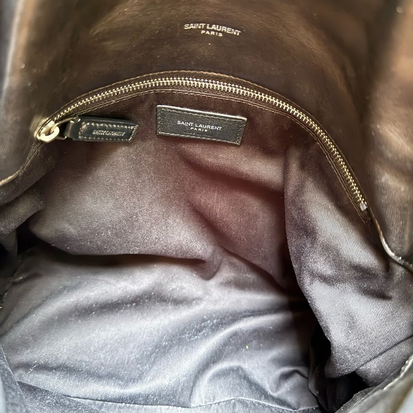 Saint Laurent Lambskin Quilted Monogram Medium Loulou Puffer Chain Satchel Black - Picture 15 of 16